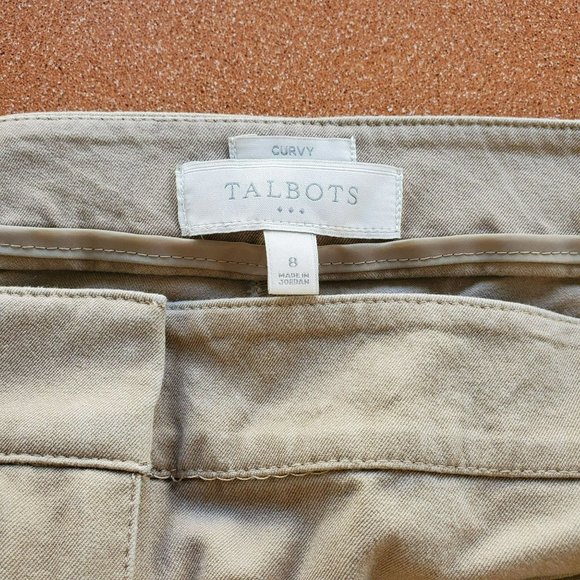 Talbots Curvy Capri Khaki Pants, Size 8, Beige Cream, Zip Pockets - Picture 4 of 8